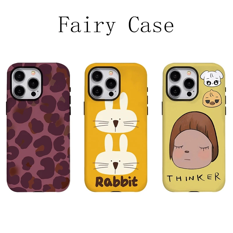 山茶棕豹纹韩国菲林手机壳适用iphone16promax全包/15防摔14全包