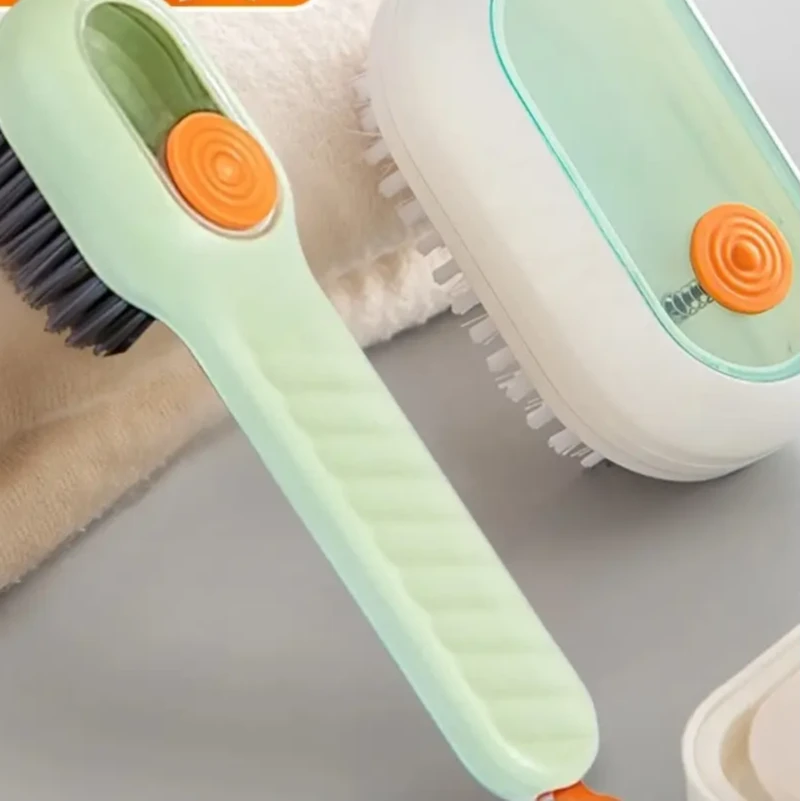 加液软毛鞋刷加液衣刷多功能洗鞋洗衣刷子长手柄按压式出液清洁刷