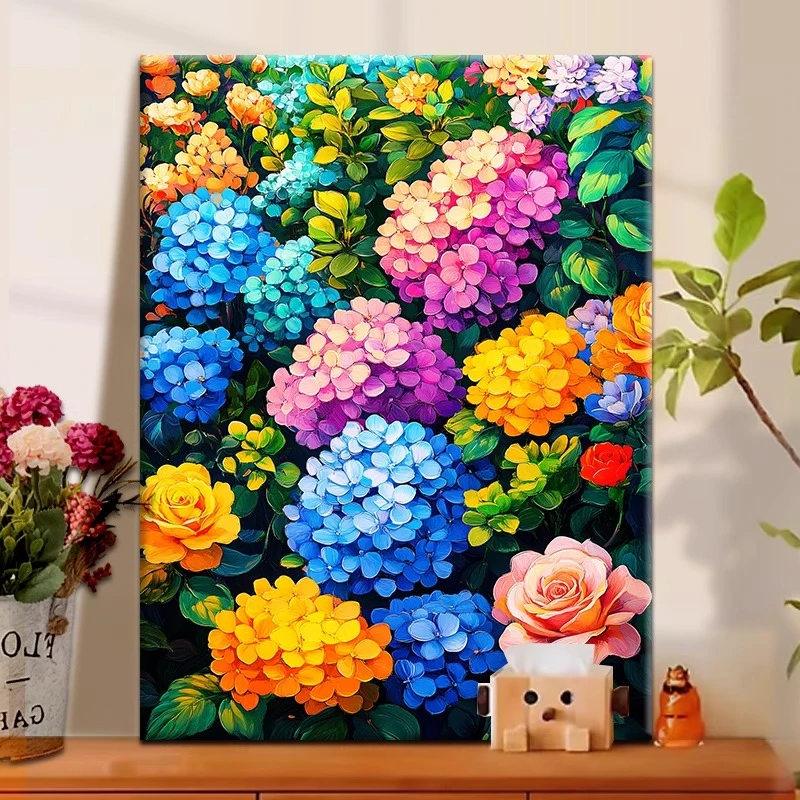 diy数字油画手工填充填色油画高级感解压治愈系装饰挂画蓄满鲜花