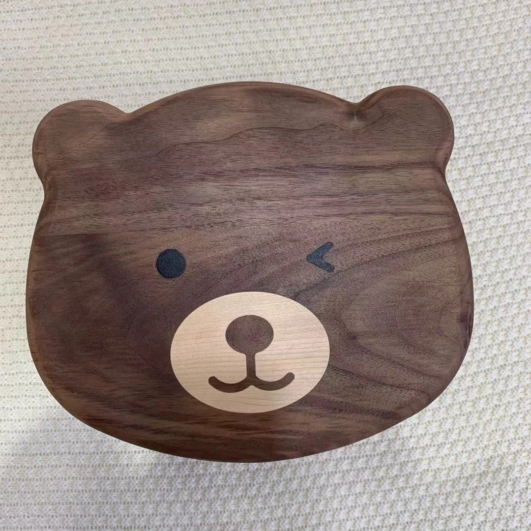 沐沐的房间黑胡桃全实木小熊凳