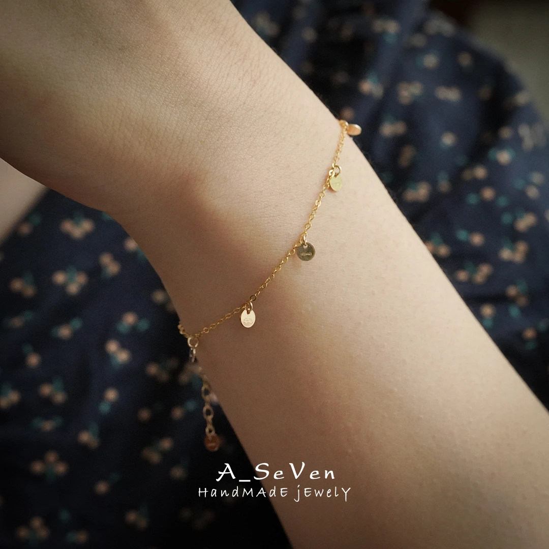 合金手链 A seven 圆片手链气质百搭小众简约