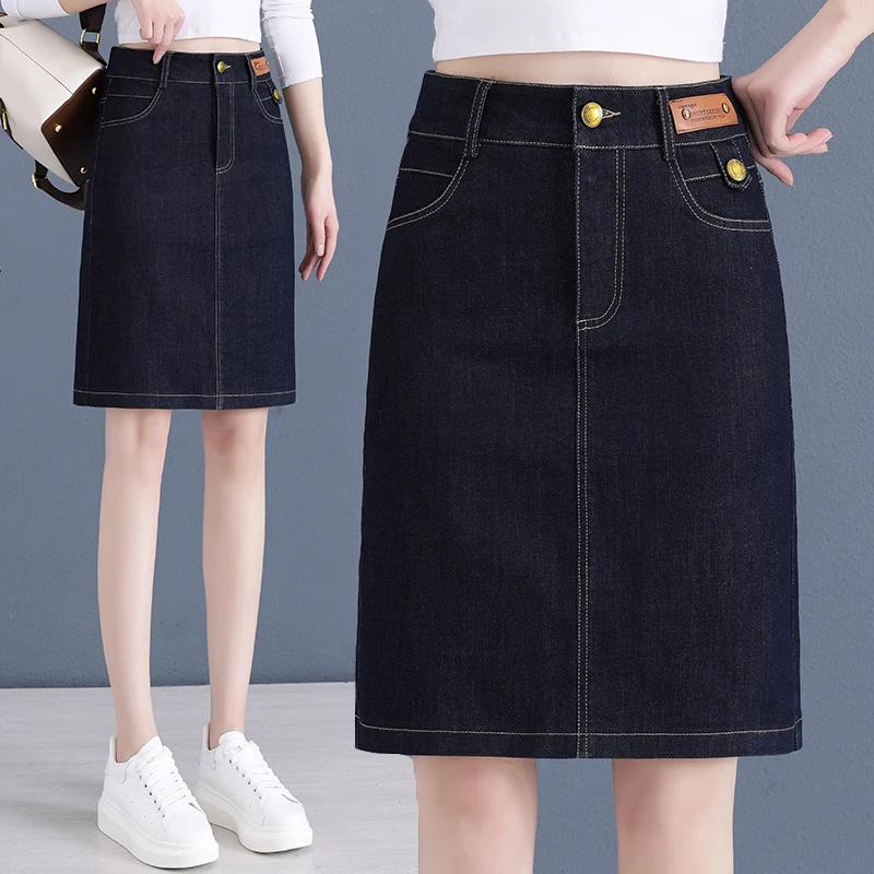 娇紫2024秋新款开叉一步裙子高腰显瘦中长款包臀裙纯色春季半身裙