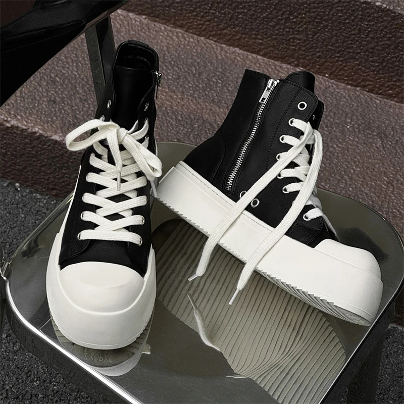 休闲板鞋黑色透气男鞋厚底百搭运动鞋潮男女板鞋春季情侣轻便通勤