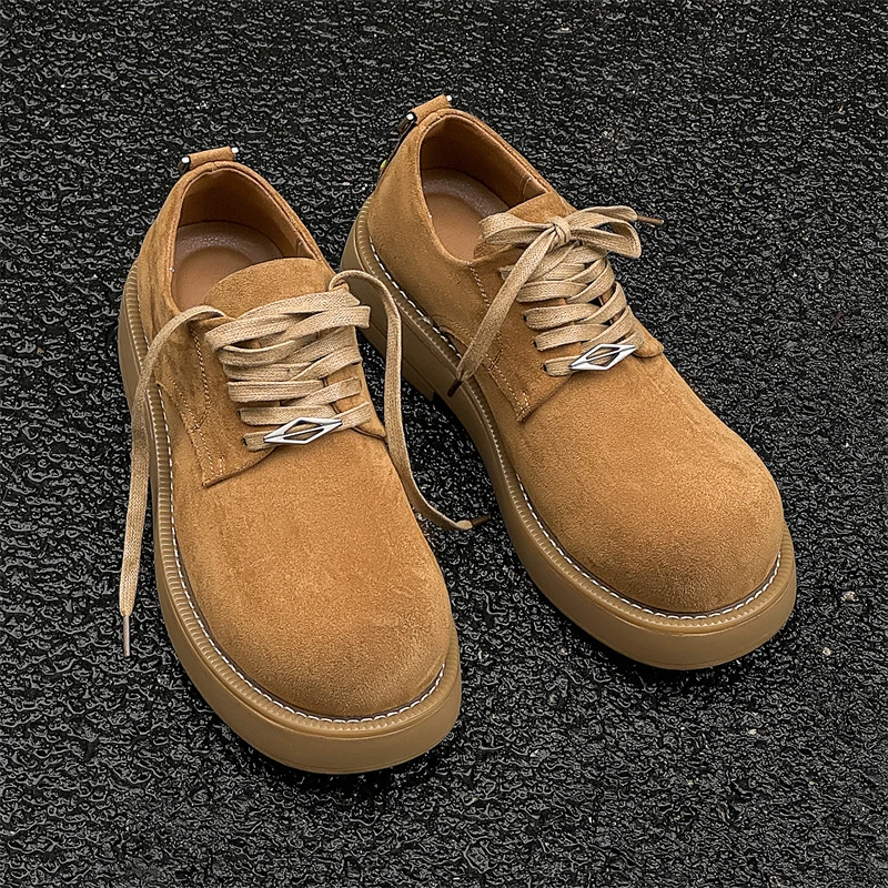 巴黎米奇德比鞋男款皮鞋情侣时尚休闲厚底增高复古英伦黑色大头鞋