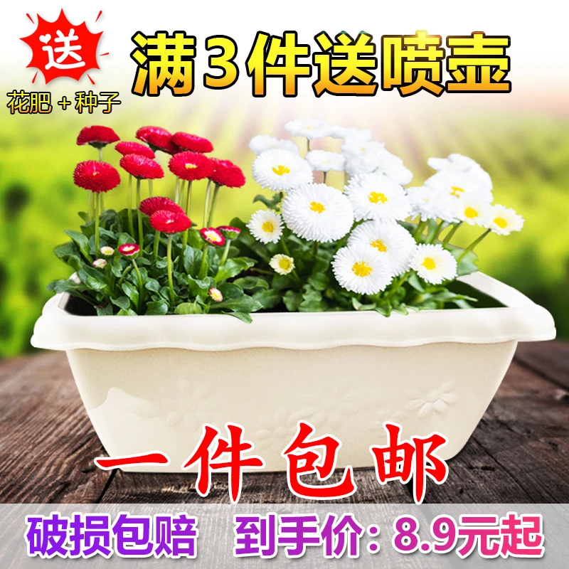 浮雕树脂磨砂花盆大号加厚阳台室内种菜种花多肉长条花盆防晒防摔