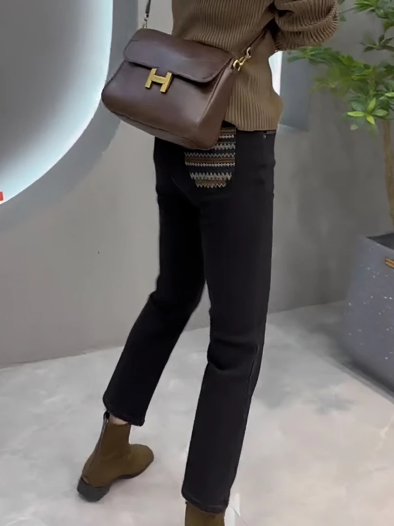 梨形身材微胖大码九分直筒烟管牛仔裤子2025年春季新款