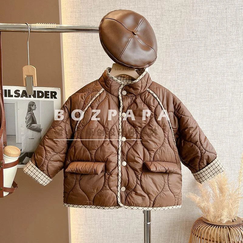 现货【加利椰枣】夹棉外套2024男童冬季新款韩系加厚保暖棉服外套