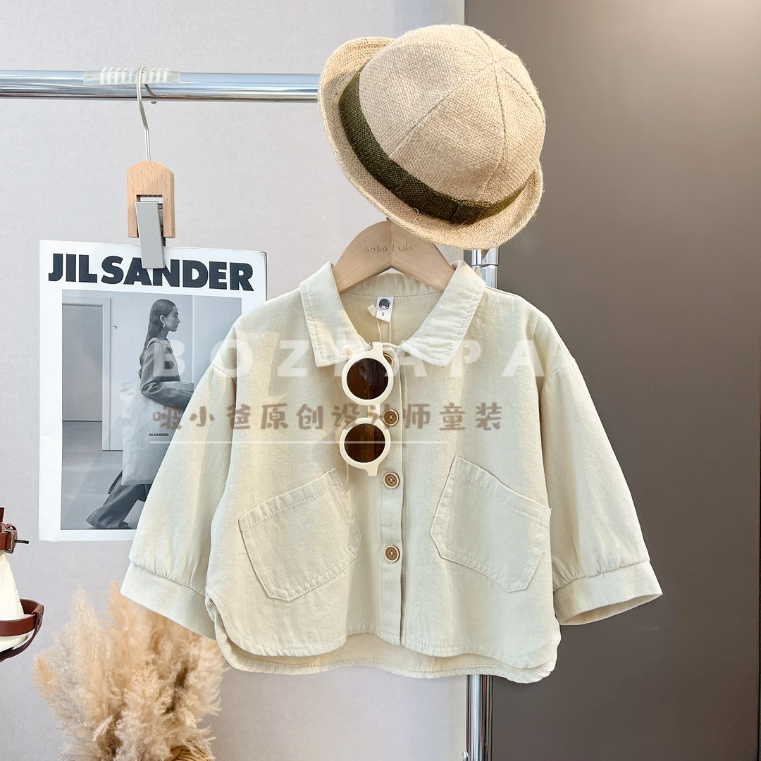 现货【月光书写】2025春季新款小方块马甲衬衫时尚洋气男宝