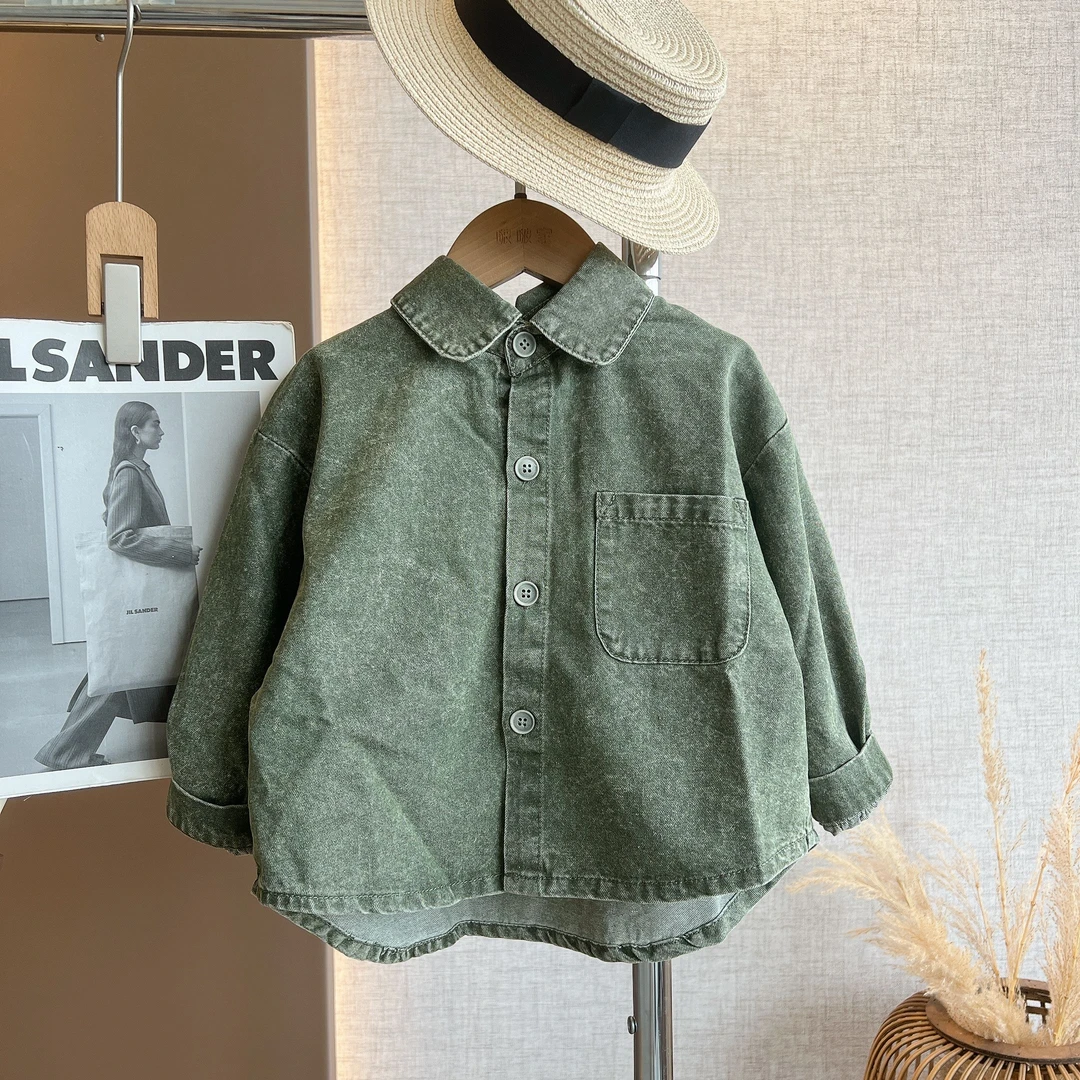 水洗牛仔长袖衬衫