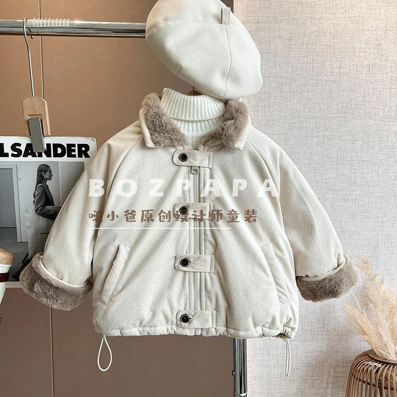现货【雪落塞北】韩版儿童冬季2024新款百搭洋气设计款棉服外套
