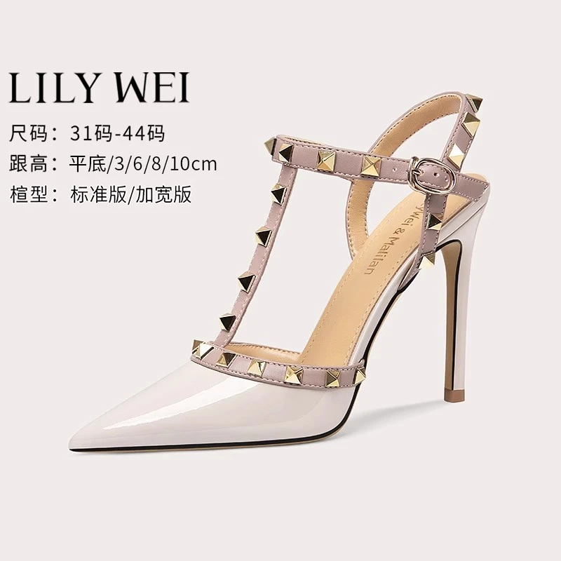 Lily Wei【南风里】法式包头凉鞋新款铆钉小码女鞋313233御姐风高跟