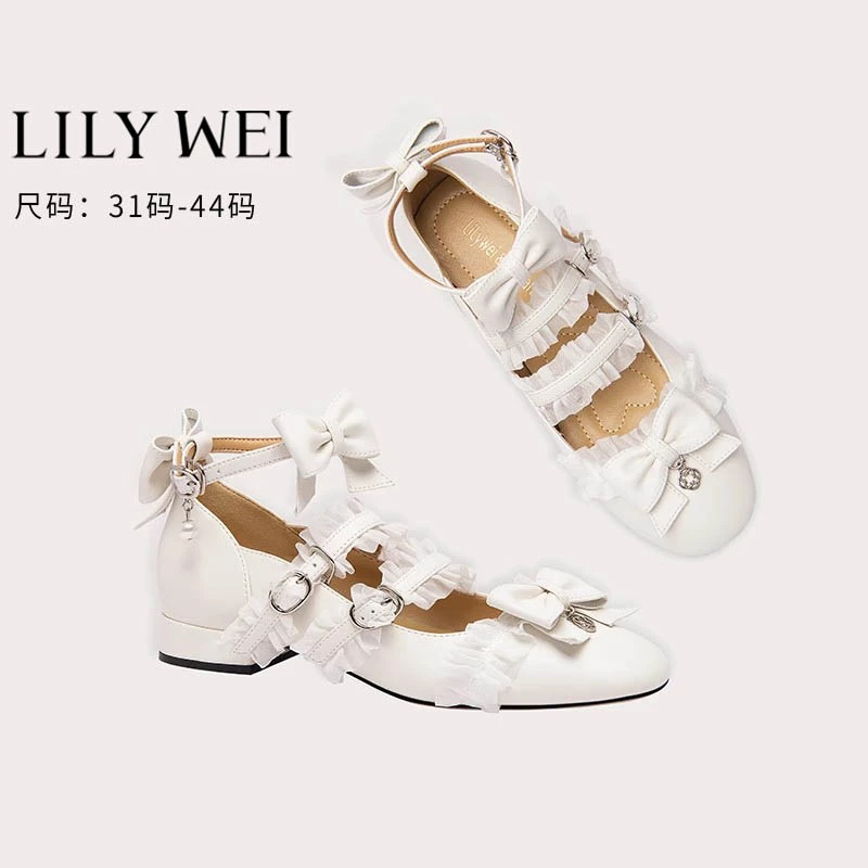 Lily Wei【海上芭蕾】白色日系洛丽塔甜美单鞋小码313233公主女鞋
