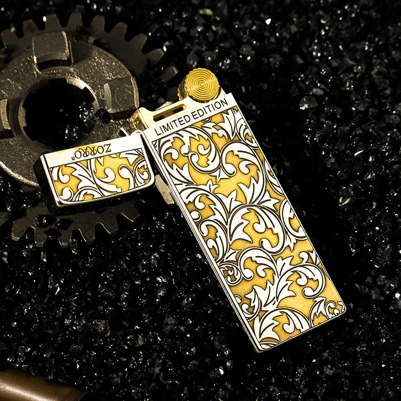 夏季新款高颜值迷你超薄打火机唐草花纯铜窄机双色高档窄版便携