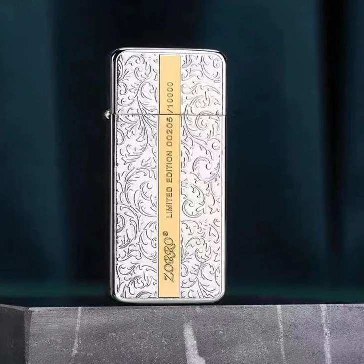 ZORRO佐罗煤油打火机创意双色唐草个性复古防风超薄精雕打火机