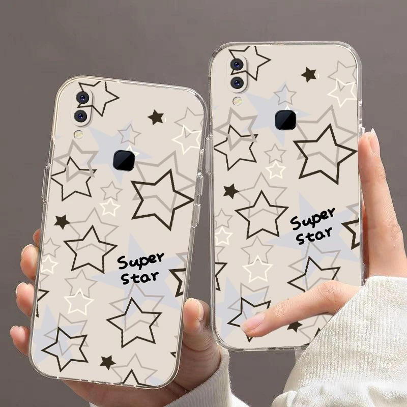 适用vivoz3i手机壳黑白星星新款透明软壳个性简约创意防滑全包