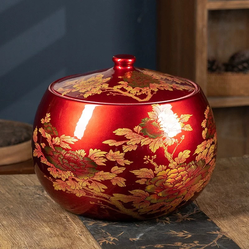 景德镇陶瓷聚宝盆加厚米缸油缸面粉桶10斤防潮防虫家用密封储物罐