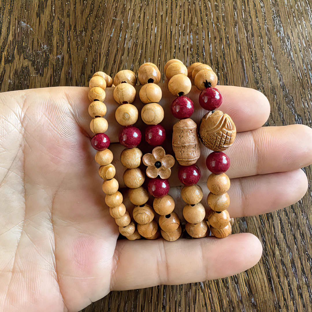 天然纯桃木 老桃木0.6-0.8配好朱砂手串 下单备注圈口或身高体重