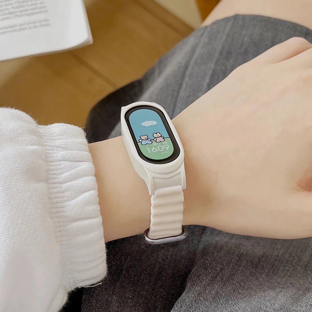 适用小米手环8表带7/6/5/4/3腕带NFC通用海洋硅胶替换保护壳防水