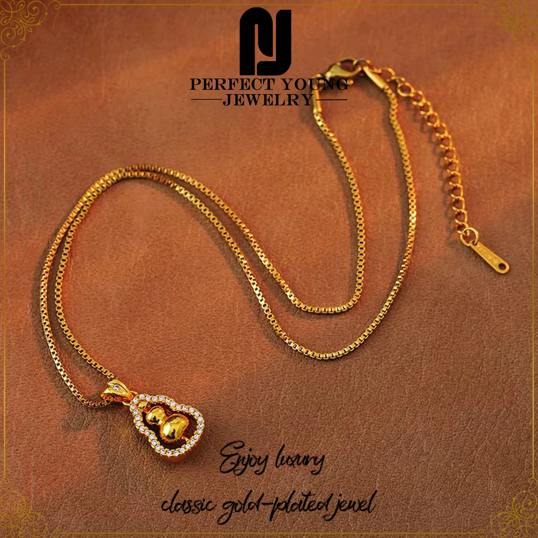 铜合金项链 新款豪华满钻高级感四爪镶嵌黄色项链（38+5）8097