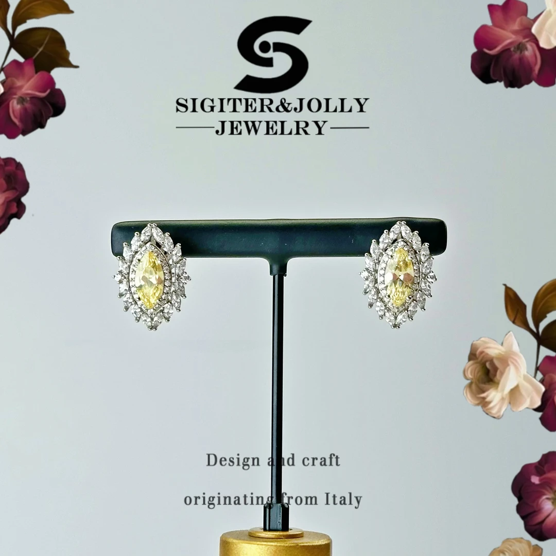 铜合金耳饰 高级感欧美时尚超闪镶钻耳钉耳环QYE-3685