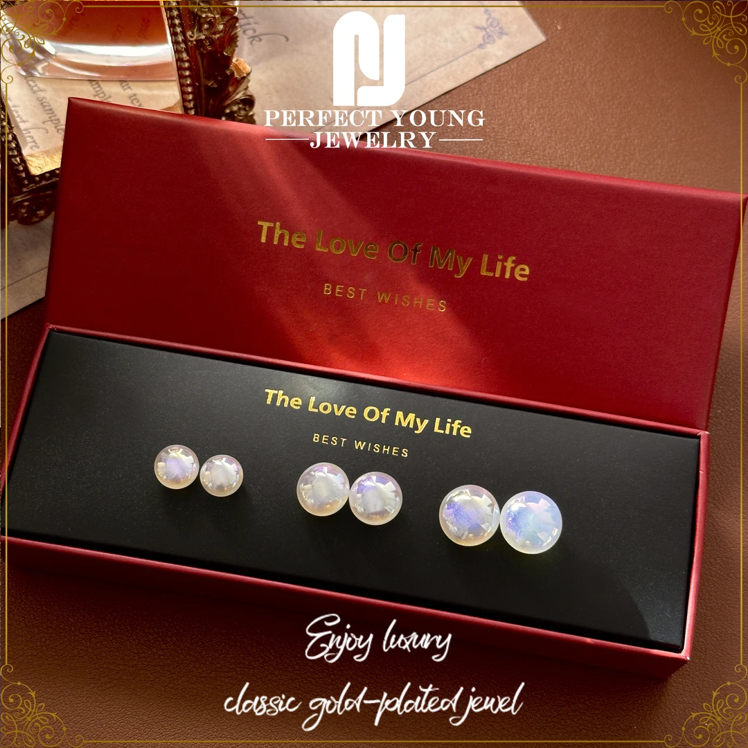 【炫彩人鱼姬】法⭐3对时尚梦幻百搭耳钉套装X-8395