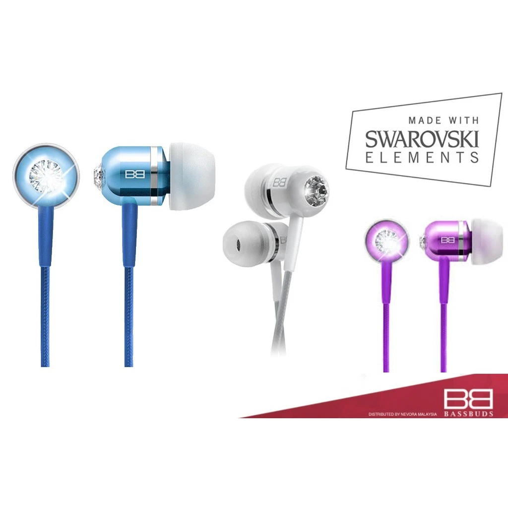 准新品  英国Bassbuds 施华洛世奇联名 水晶镶嵌 音乐耳机