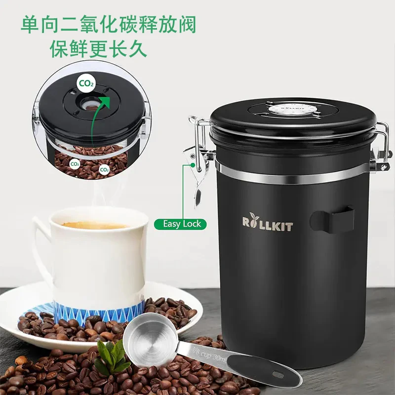 未使用  ROLLKIT coffee canister咖啡豆密封罐 不锈钢真空排气罐
