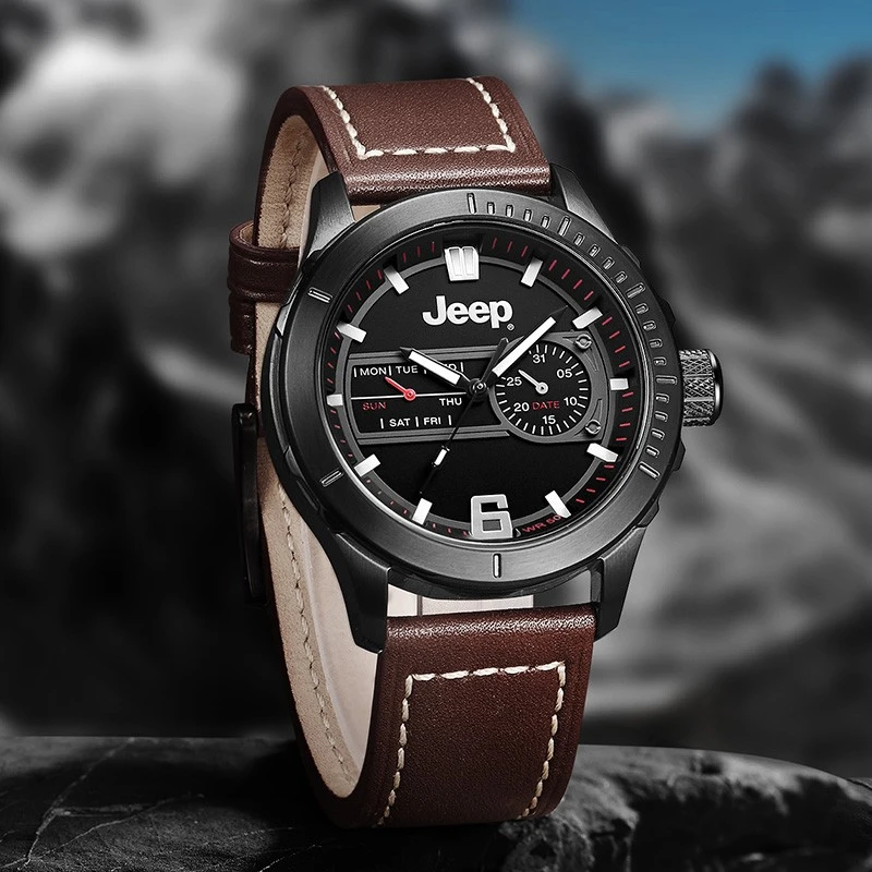 准新品  【金】Jeep 牧马人男士石英手表 带夜光 防水多功能腕表