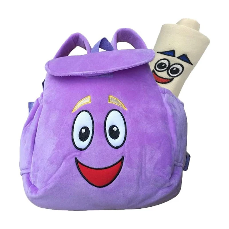 99新  【帆】爱探险的朵拉 毛绒双肩包 儿童可爱造型小书包 紫色