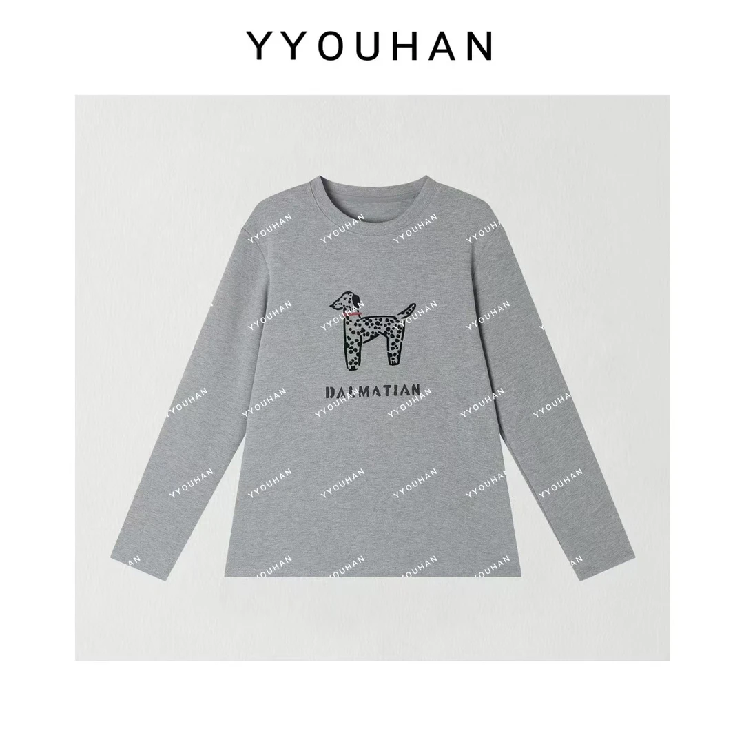 月月不吃鱼 小众设计极简风红绳脖套斑点小狗长袖上衣 2411B5675