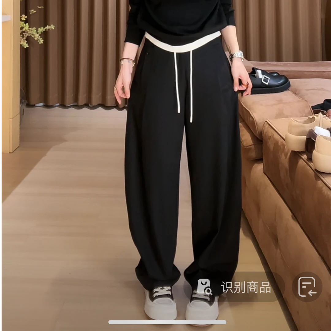 2024秋款 拼色腰头四角标抽绳休闲西裤 2407B3185