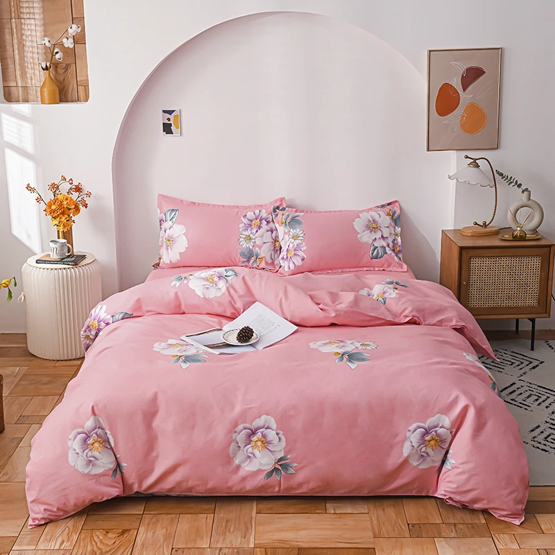 粉朵朵被套单件【180x220】加厚磨毛亲肤学生单人双人四季床用斜纹