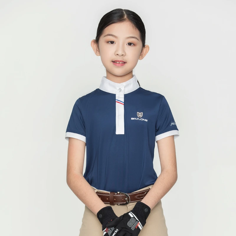 儿童马术T恤马术服上衣女童马术短袖POLO衫骑士服骑马服尤莱特