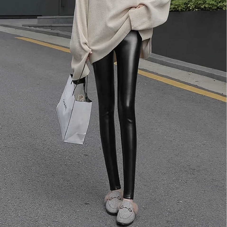 【年终特价】皮裤2024秋冬新款高腰显瘦黑色外穿贴身紧身打底裤1118