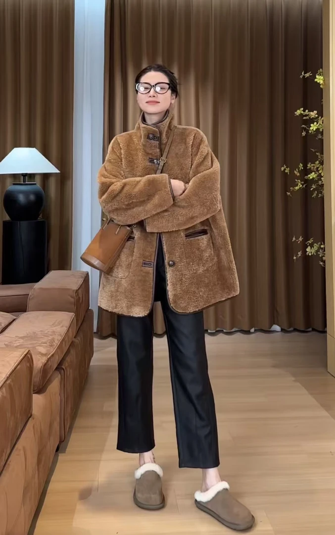 【年终特价】海宁正品皮裤女黑色高级感新款显瘦显腿窄版直筒裤038