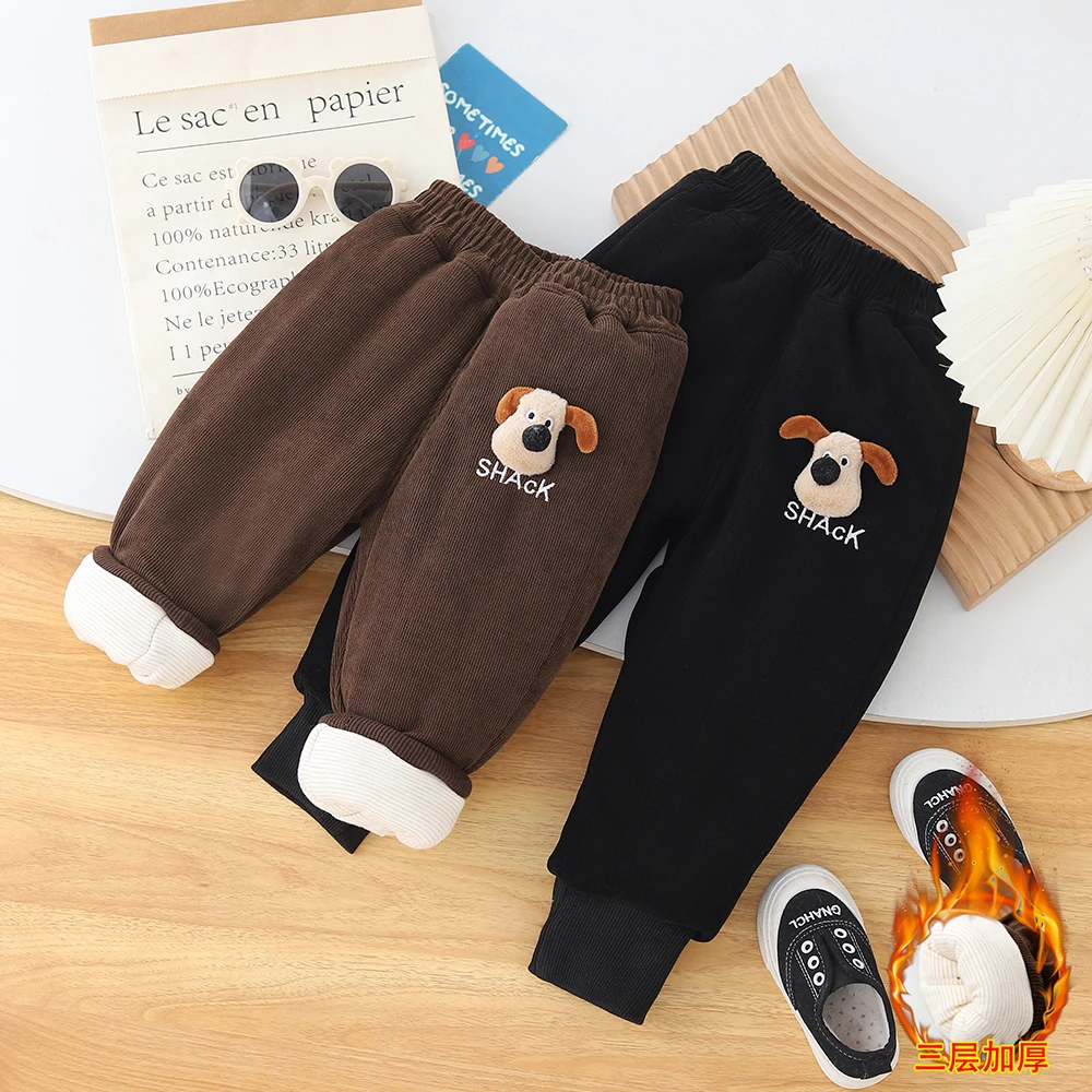 【一条过冬】男童女童三层加厚棉裤卡通小狗外穿儿童棉裤加绒加厚