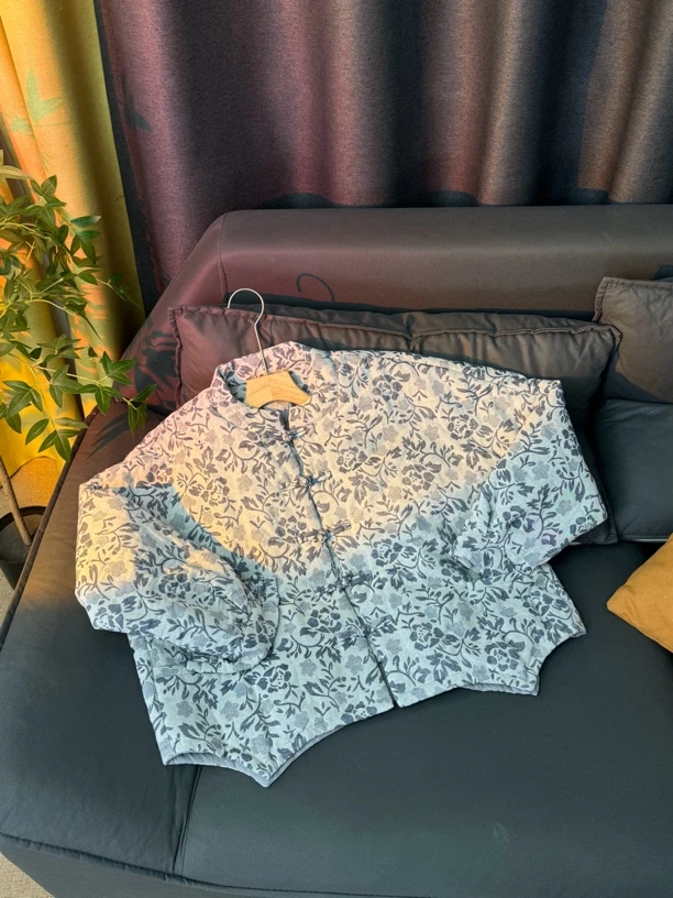 纯亚麻夹棉加厚经典版百搭显瘦款棉服上衣