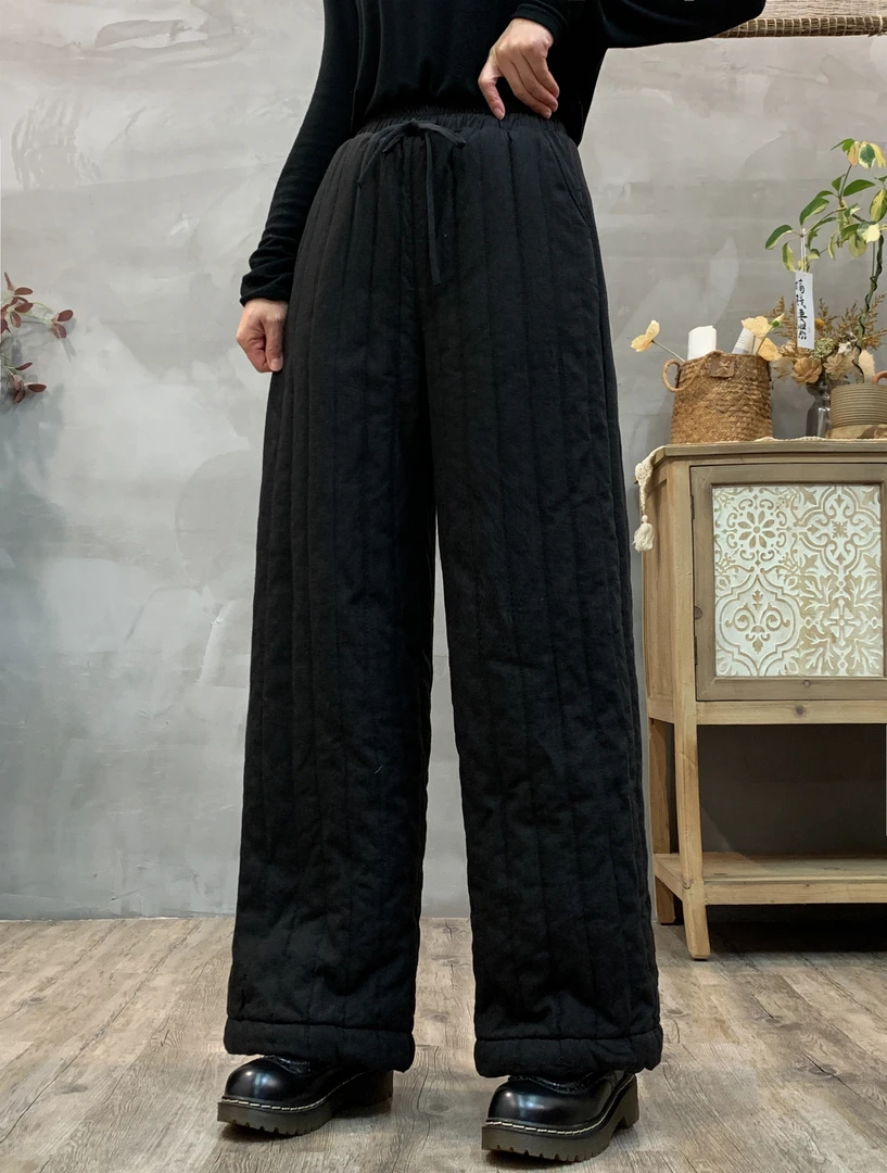纯亚麻棉裤三层加厚直筒裤一条过冬显瘦百搭宽松版型