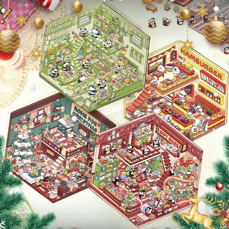森游3.0圣诞微缩场景DIY手工2.5D造景贴纸女孩节日礼物儿童玩具
