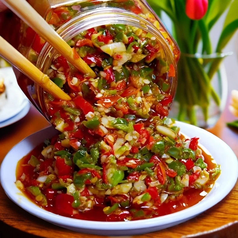 湖南剁椒酱蒜蓉辣椒酱下饭菜瓶装即食彩椒酱香辣剁辣椒家用烹饪