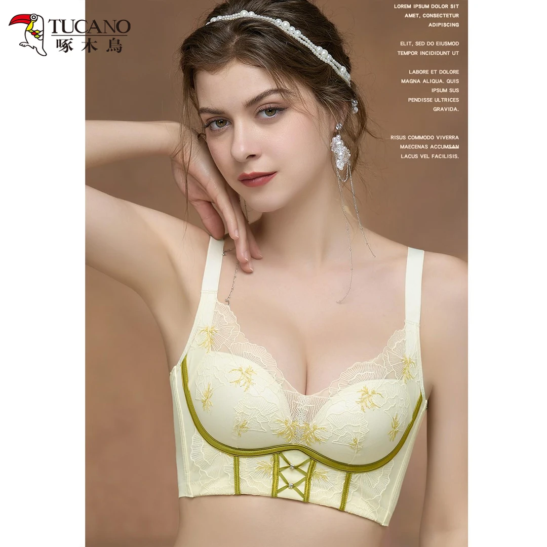 【维C专属】清仓-[梵高]刺绣蕾丝无钢圈聚拢显大调整型文胸