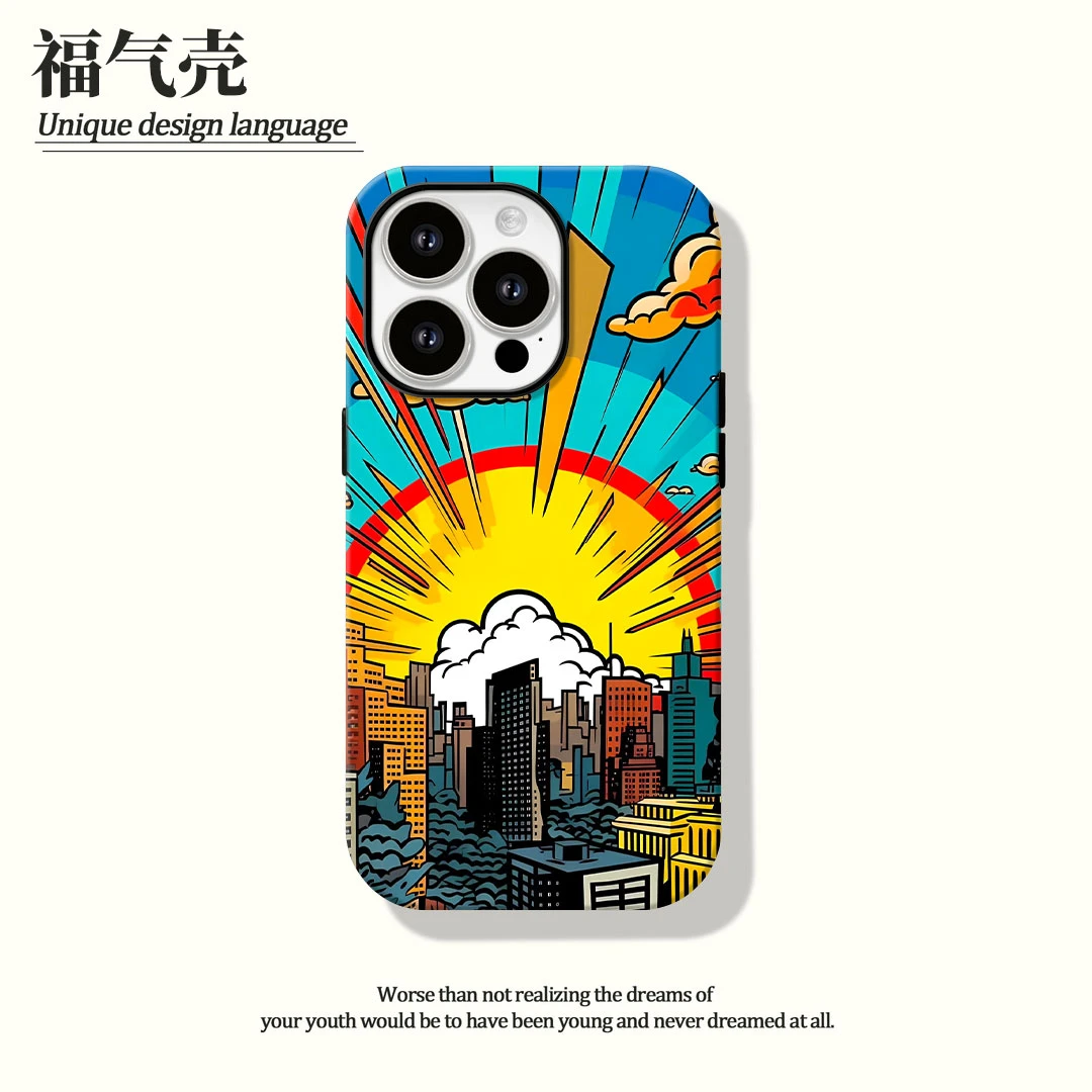 大厦爆炸菲林二合一适用苹果16promax华为vivo小米oppo手机壳