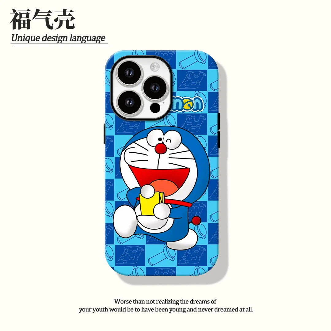 蓝格哆啦a梦菲林二合一适用苹果16promax华为vivo小米oppo手机壳