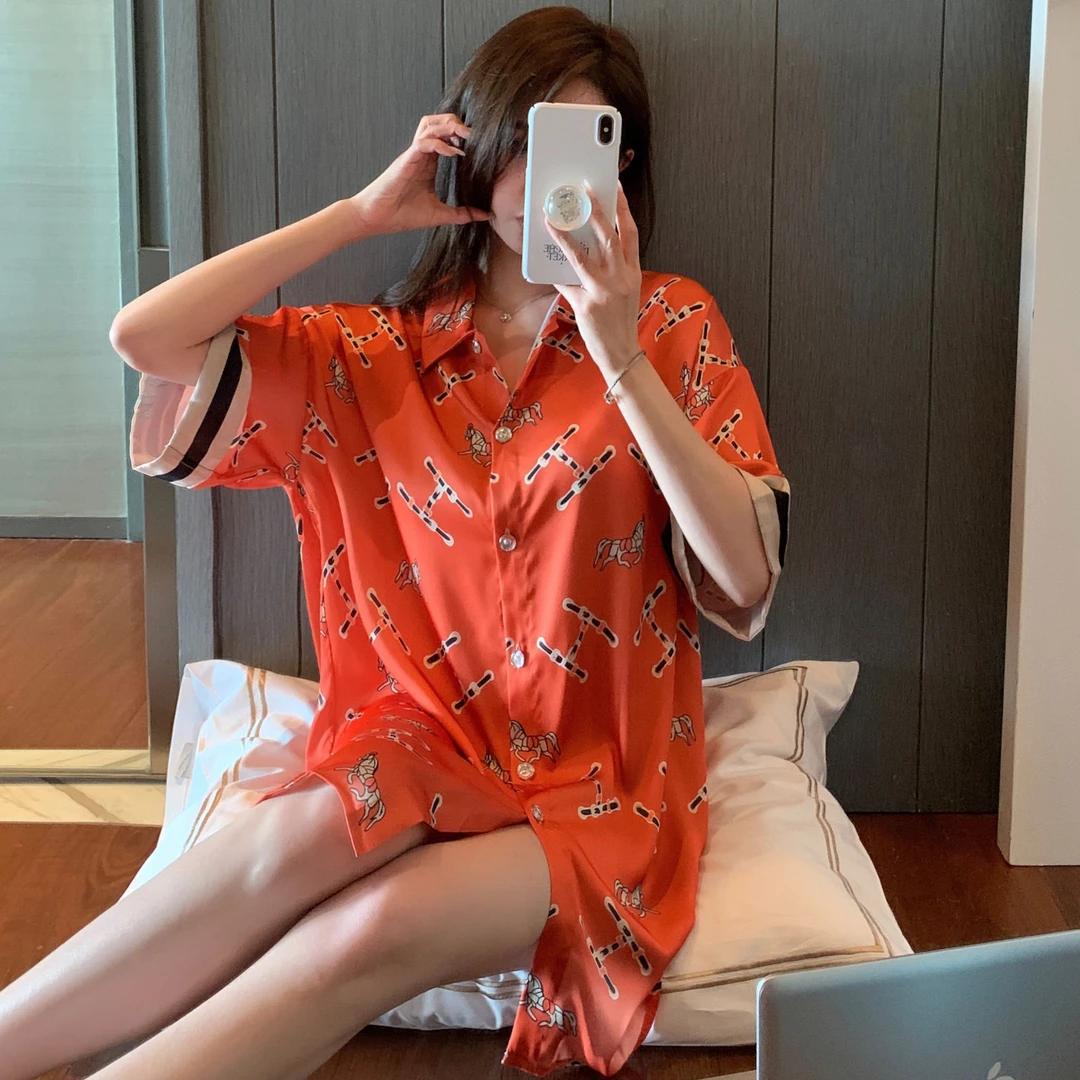 【爱玛橙睡裙】夏季睡衣女薄款洋气短袖大码睡裙高级感家居服女