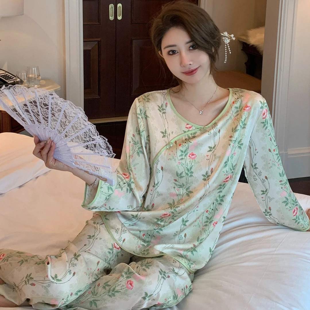 【蝶恋花】新中式睡衣女春秋季复古中国风汉服春夏季国潮舒适家居服