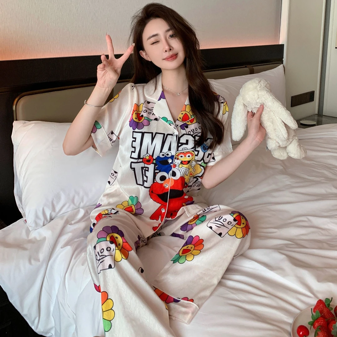 2025新款夏季薄款睡衣家居服套装小众潮牌设计三件套可外穿时尚女