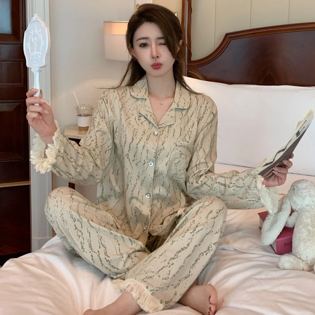 【美拉德条纹】情侣睡衣春秋季柔软长袖款家居服时尚宽松男女士套装