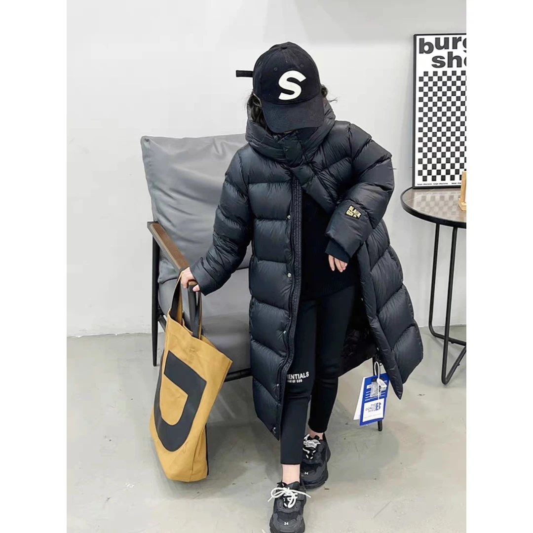 反季男童女童免洗羽绒服2023新款宝宝儿童中长款棉衣冬季过膝大童