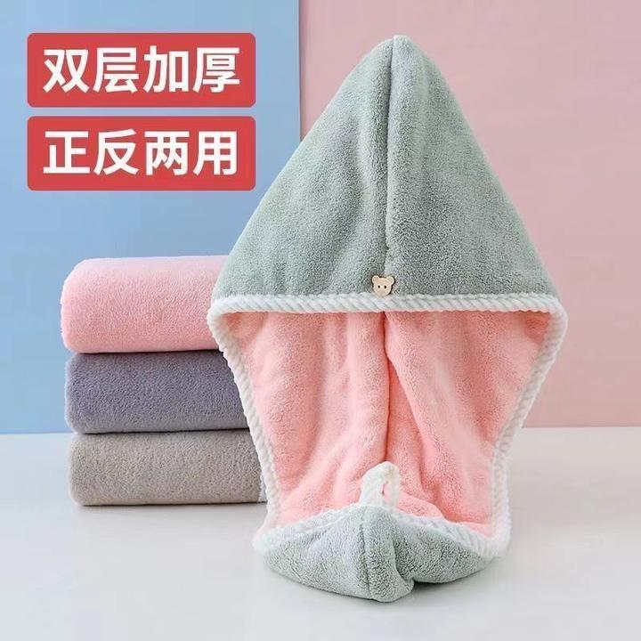 网红神器学生双层长头发洗头吸水干发帽加厚成人柔软可爱两用