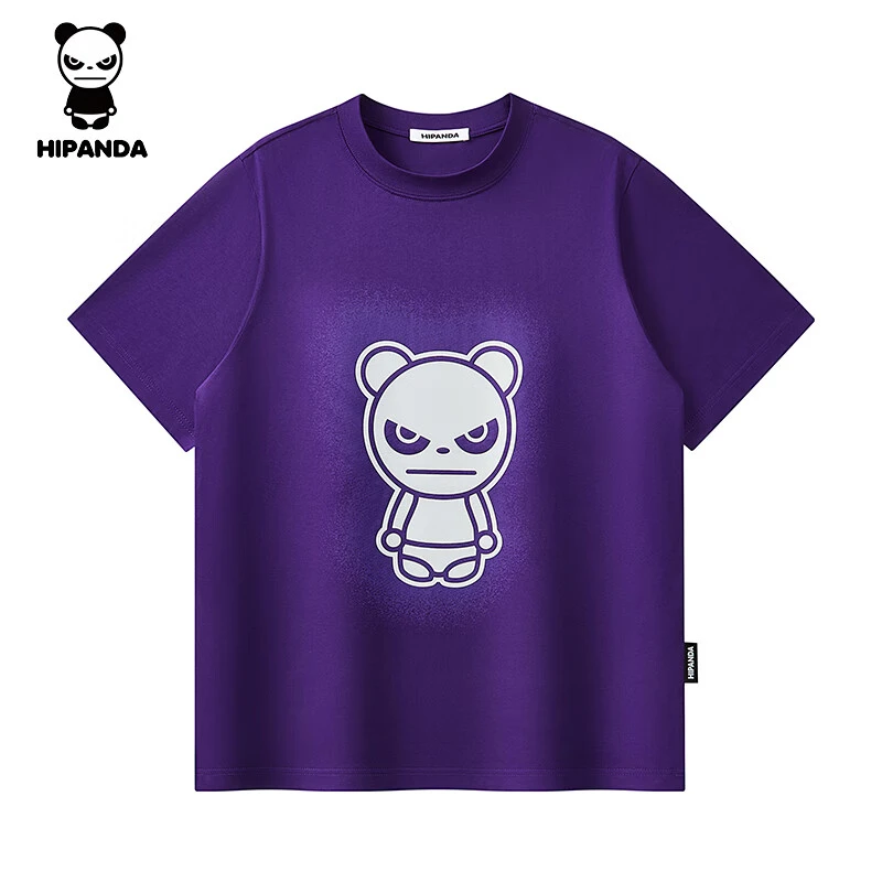 HI PANDA你好熊猫高端短袖T恤男士夏季新款宽松纯棉休闲百搭印花